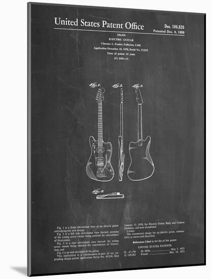 PP417-Chalkboard Fender Jazzmaster Guitar Patent Poster-Cole Borders-Mounted Giclee Print