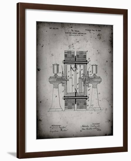 PP423-Faded Grey Tesla Electric Circuit Controller Poster-Cole Borders-Framed Giclee Print
