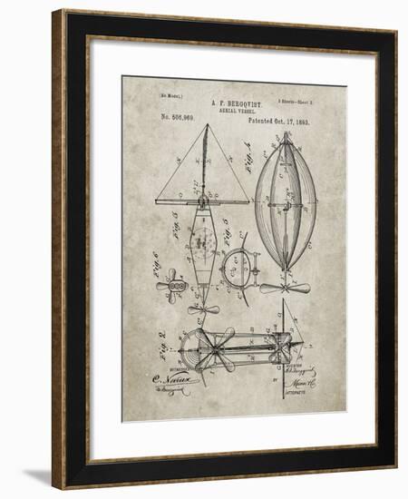 PP426-Sandstone Aerial Vessel Patent Poster-Cole Borders-Framed Giclee Print