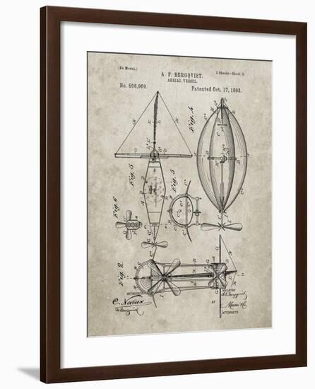 PP426-Sandstone Aerial Vessel Patent Poster-Cole Borders-Framed Giclee Print