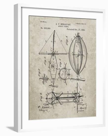 PP426-Sandstone Aerial Vessel Patent Poster-Cole Borders-Framed Giclee Print