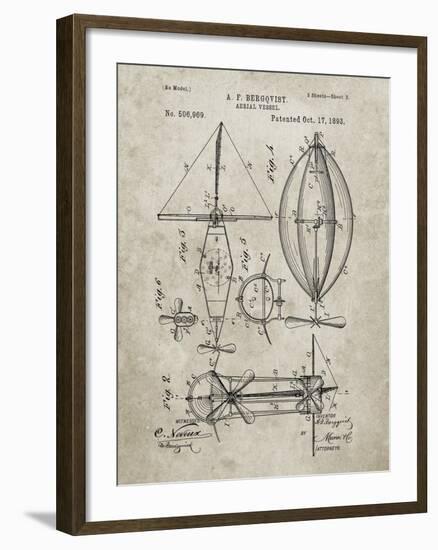 PP426-Sandstone Aerial Vessel Patent Poster-Cole Borders-Framed Giclee Print