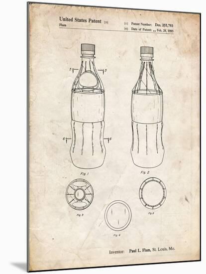 PP432-Vintage Parchment Coke Bottle Display Cooler Patent Poster-Cole Borders-Mounted Giclee Print