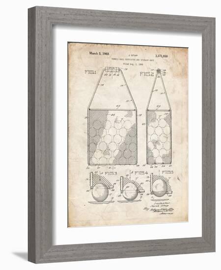 PP436-Vintage Parchment Tennis Hopper Patent Poster-Cole Borders-Framed Giclee Print