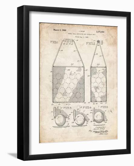 PP436-Vintage Parchment Tennis Hopper Patent Poster-Cole Borders-Framed Giclee Print