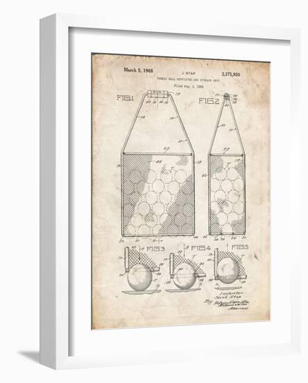 PP436-Vintage Parchment Tennis Hopper Patent Poster-Cole Borders-Framed Giclee Print