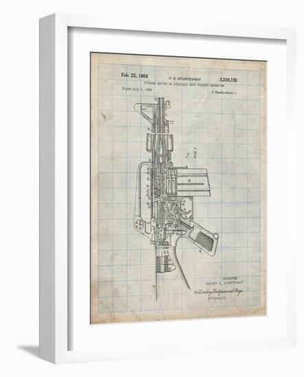 PP44 Antique Grid Parchment-Borders Cole-Framed Giclee Print