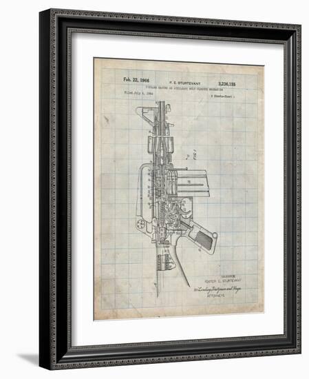 PP44 Antique Grid Parchment-Borders Cole-Framed Giclee Print