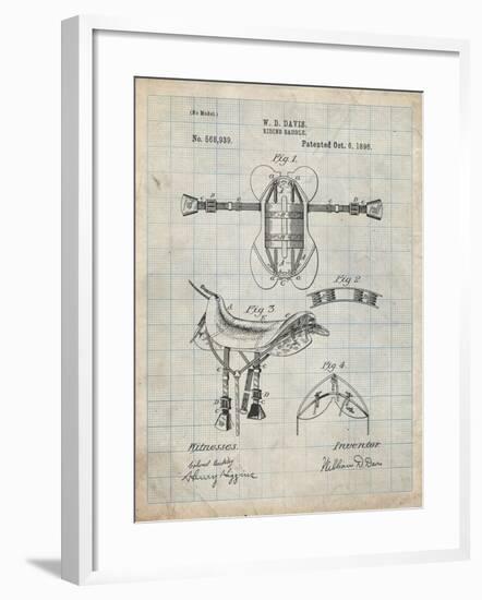 PP444-Antique Grid Parchment Horse Saddle Patent Poster-Cole Borders-Framed Giclee Print