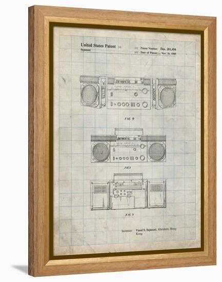 PP448-Antique Grid Parchment Hitachi Boom Box Patent Poster-Cole Borders-Framed Premier Image Canvas