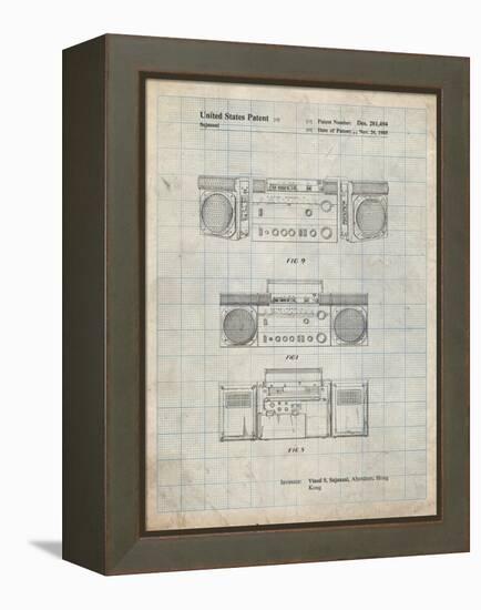 PP448-Antique Grid Parchment Hitachi Boom Box Patent Poster-Cole Borders-Framed Premier Image Canvas