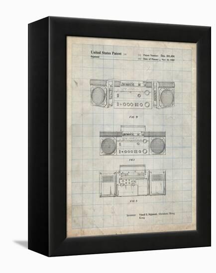 PP448-Antique Grid Parchment Hitachi Boom Box Patent Poster-Cole Borders-Framed Premier Image Canvas