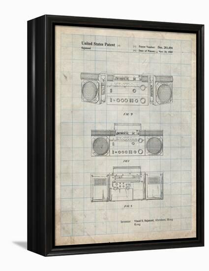 PP448-Antique Grid Parchment Hitachi Boom Box Patent Poster-Cole Borders-Framed Premier Image Canvas