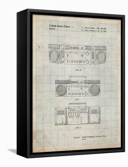 PP448-Antique Grid Parchment Hitachi Boom Box Patent Poster-Cole Borders-Framed Premier Image Canvas