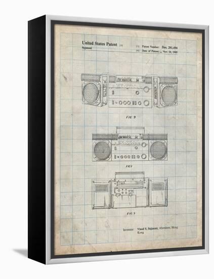 PP448-Antique Grid Parchment Hitachi Boom Box Patent Poster-Cole Borders-Framed Premier Image Canvas