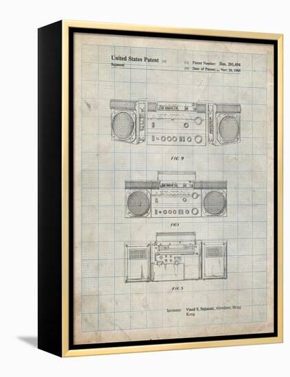 PP448-Antique Grid Parchment Hitachi Boom Box Patent Poster-Cole Borders-Framed Premier Image Canvas