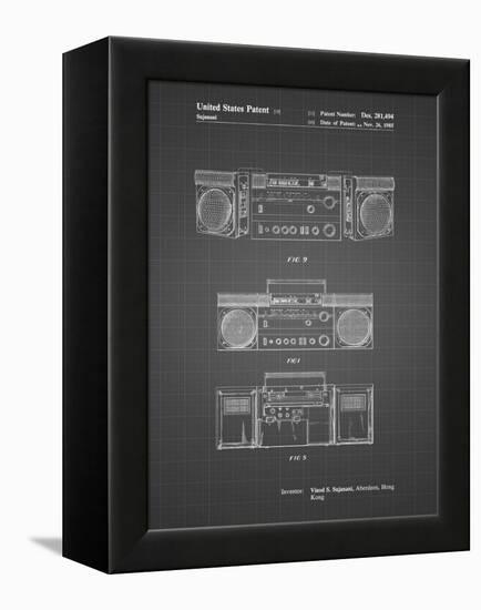 PP448-Black Grid Hitachi Boom Box Patent Poster-Cole Borders-Framed Premier Image Canvas