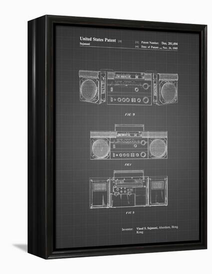 PP448-Black Grid Hitachi Boom Box Patent Poster-Cole Borders-Framed Premier Image Canvas