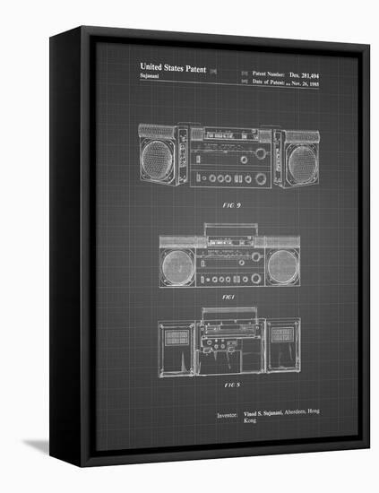 PP448-Black Grid Hitachi Boom Box Patent Poster-Cole Borders-Framed Premier Image Canvas