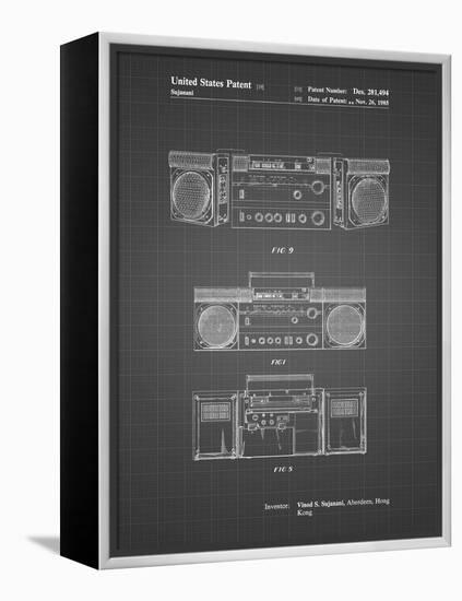 PP448-Black Grid Hitachi Boom Box Patent Poster-Cole Borders-Framed Premier Image Canvas