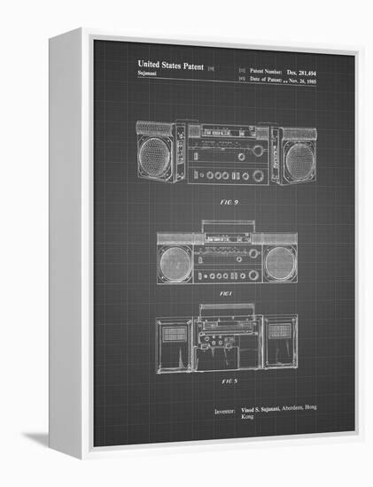 PP448-Black Grid Hitachi Boom Box Patent Poster-Cole Borders-Framed Premier Image Canvas