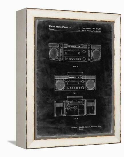 PP448-Black Grunge Hitachi Boom Box Patent Poster-Cole Borders-Framed Premier Image Canvas