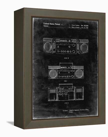 PP448-Black Grunge Hitachi Boom Box Patent Poster-Cole Borders-Framed Premier Image Canvas