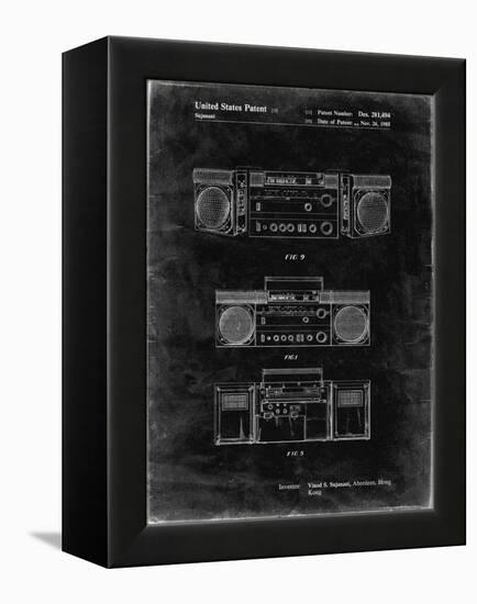 PP448-Black Grunge Hitachi Boom Box Patent Poster-Cole Borders-Framed Premier Image Canvas