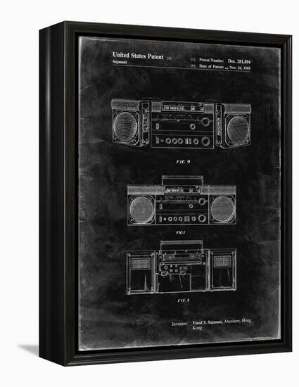 PP448-Black Grunge Hitachi Boom Box Patent Poster-Cole Borders-Framed Premier Image Canvas