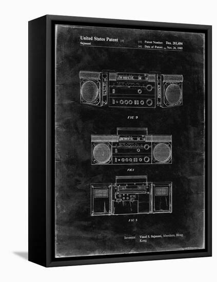 PP448-Black Grunge Hitachi Boom Box Patent Poster-Cole Borders-Framed Premier Image Canvas