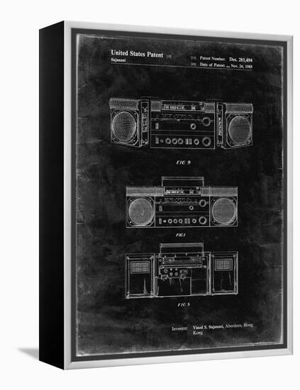 PP448-Black Grunge Hitachi Boom Box Patent Poster-Cole Borders-Framed Premier Image Canvas
