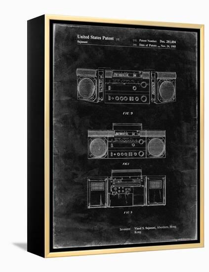 PP448-Black Grunge Hitachi Boom Box Patent Poster-Cole Borders-Framed Premier Image Canvas