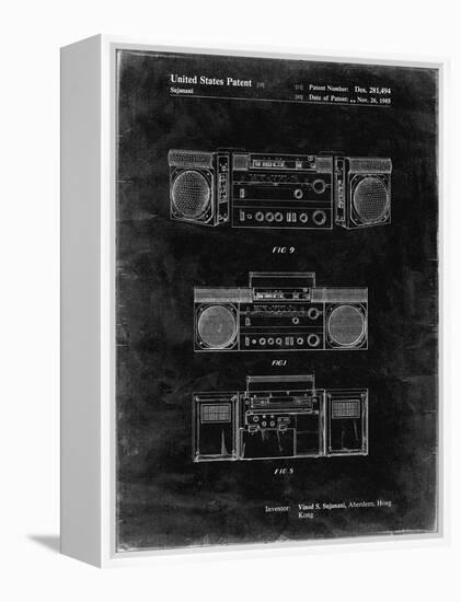 PP448-Black Grunge Hitachi Boom Box Patent Poster-Cole Borders-Framed Premier Image Canvas