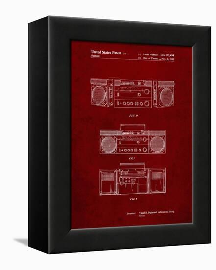 PP448-Burgundy Hitachi Boom Box Patent Poster-Cole Borders-Framed Premier Image Canvas