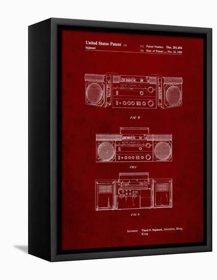 PP448-Burgundy Hitachi Boom Box Patent Poster-Cole Borders-Framed Premier Image Canvas