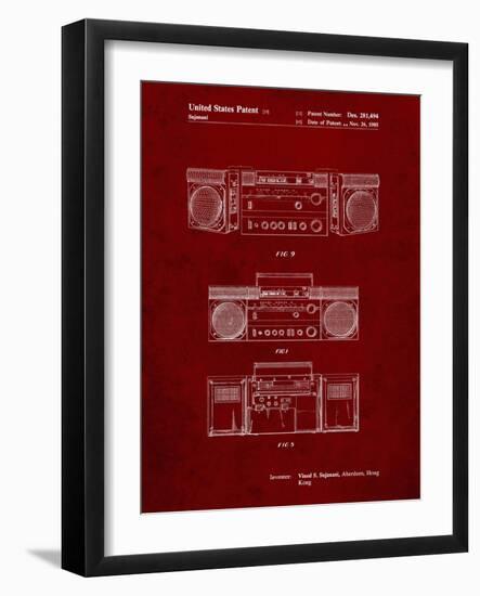 PP448-Burgundy Hitachi Boom Box Patent Poster-Cole Borders-Framed Giclee Print