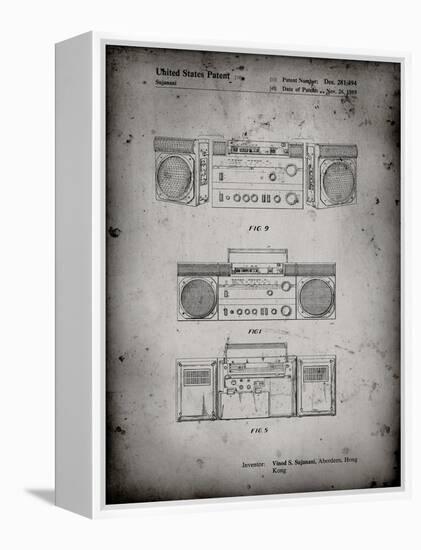 PP448-Faded Grey Hitachi Boom Box Patent Poster-Cole Borders-Framed Premier Image Canvas