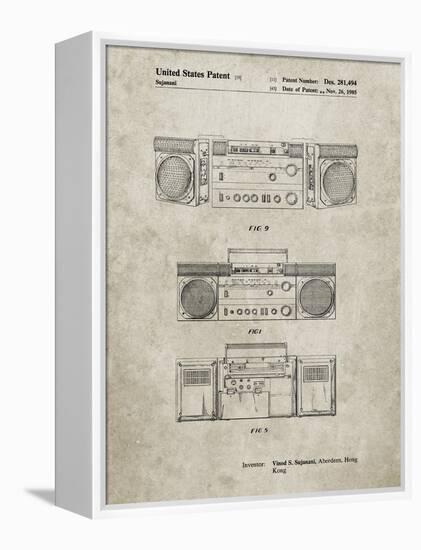 PP448-Sandstone Hitachi Boom Box Patent Poster-Cole Borders-Framed Premier Image Canvas