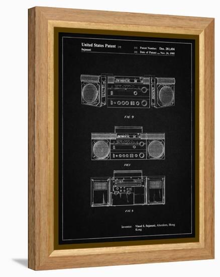 PP448-Vintage Black Hitachi Boom Box Patent Poster-Cole Borders-Framed Premier Image Canvas