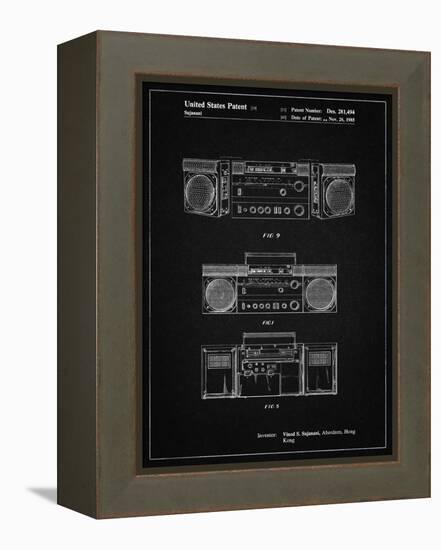 PP448-Vintage Black Hitachi Boom Box Patent Poster-Cole Borders-Framed Premier Image Canvas