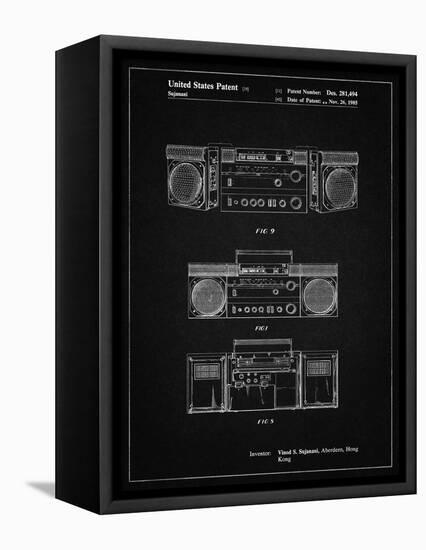 PP448-Vintage Black Hitachi Boom Box Patent Poster-Cole Borders-Framed Premier Image Canvas