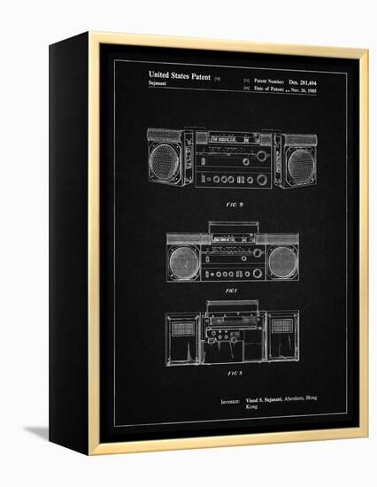 PP448-Vintage Black Hitachi Boom Box Patent Poster-Cole Borders-Framed Premier Image Canvas