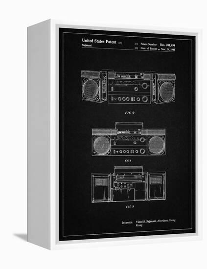 PP448-Vintage Black Hitachi Boom Box Patent Poster-Cole Borders-Framed Premier Image Canvas