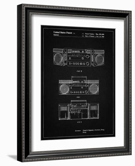 PP448-Vintage Black Hitachi Boom Box Patent Poster-Cole Borders-Framed Giclee Print
