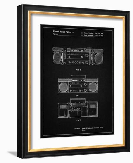 PP448-Vintage Black Hitachi Boom Box Patent Poster-Cole Borders-Framed Giclee Print