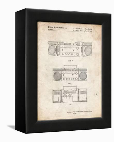PP448-Vintage Parchment Hitachi Boom Box Patent Poster-Cole Borders-Framed Premier Image Canvas