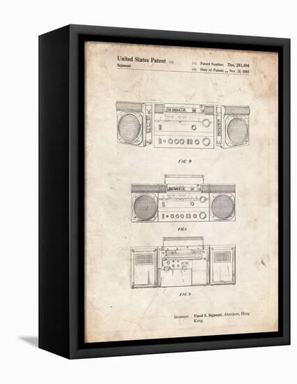 PP448-Vintage Parchment Hitachi Boom Box Patent Poster-Cole Borders-Framed Premier Image Canvas