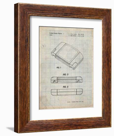 PP451-Antique Grid Parchment Nintendo 64 Game Cartridge Patent Poster-Cole Borders-Framed Premium Giclee Print