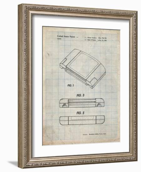 PP451-Antique Grid Parchment Nintendo 64 Game Cartridge Patent Poster-Cole Borders-Framed Giclee Print