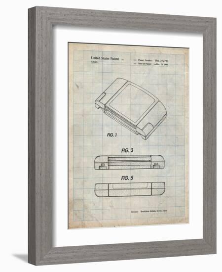 PP451-Antique Grid Parchment Nintendo 64 Game Cartridge Patent Poster-Cole Borders-Framed Giclee Print